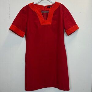 Brooks Brothers Short Sleeve Shift Dress Red Orange 10